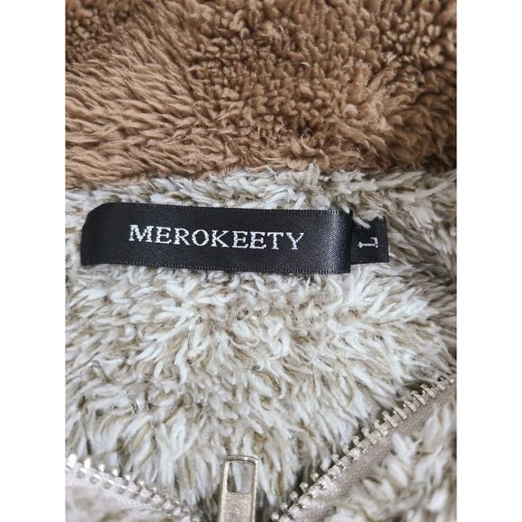 Merokeety large women's sherpa partial zip sweater - Picture 6 of 10